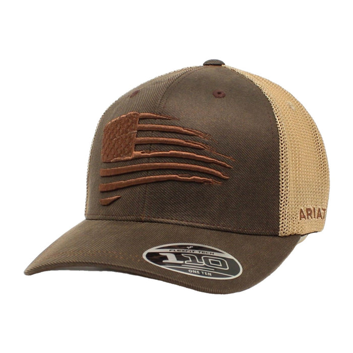 Ariat men's flag embroidered hat in oil skin brown