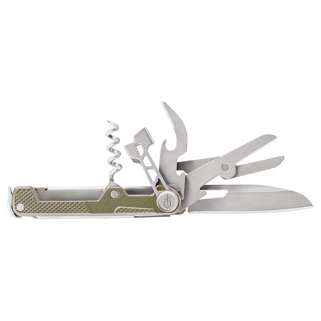 Gerber Armbar Cork multi-tool in gold with folding knife blade and corkscrew