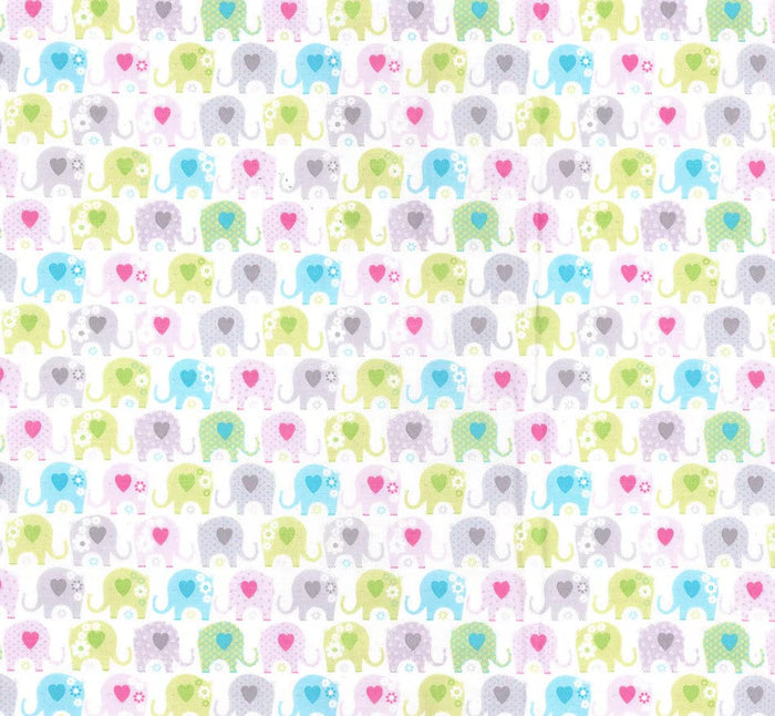 Baby Elephants on White 100% Cotton Baby Price Per Yard