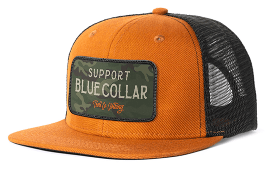 Troll Co. Barricade snapback hat in orange and hunter camo