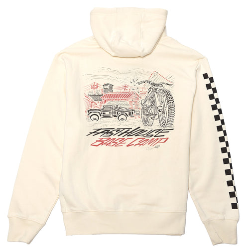 Fasthouse Base Camp hooded pullover in sandstone, back view