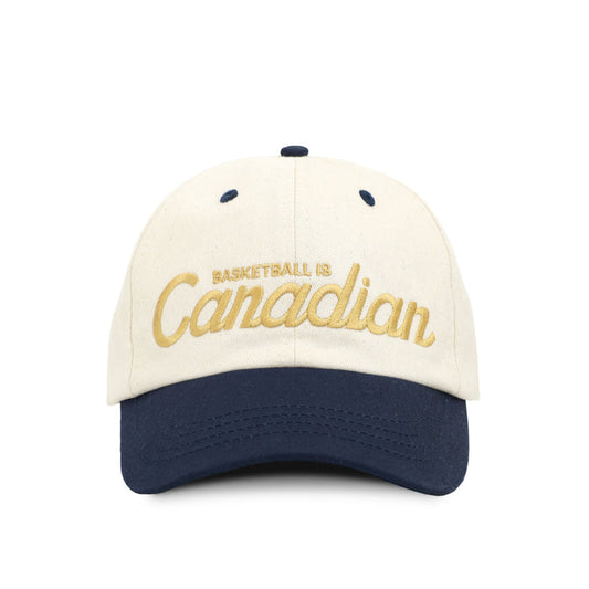 Made in Canada 100% Cotton Basketball is Canadian Hat Navy and Natural - Province of Canada