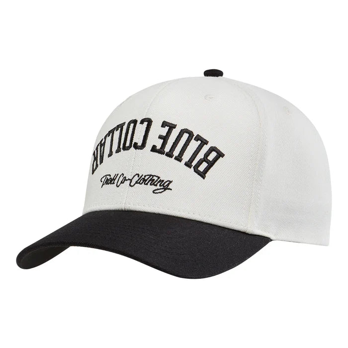 Troll Co. BC Bottoms Up curved bill snapback hat in natural and black