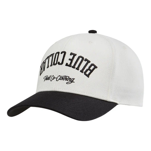 Troll Co. BC Bottoms Up curved bill snapback hat in natural and black