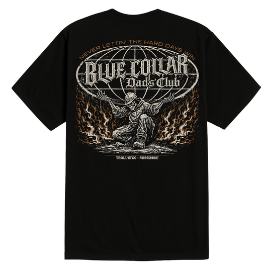 Purpose-Built BCDC Atlas short-sleeve graphic t-shirt in black, back view of the printed graphic