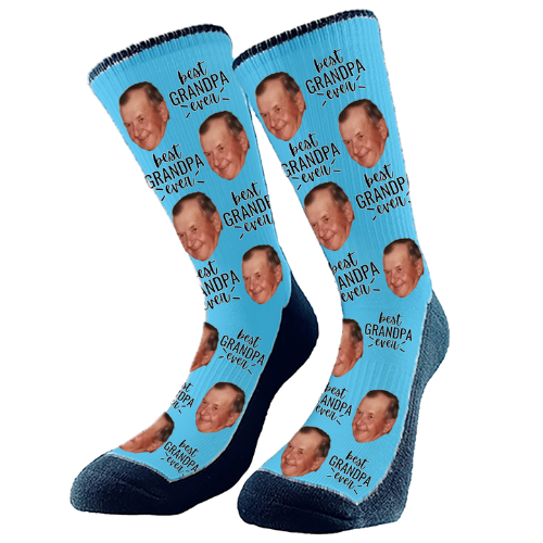 Best Grandpa Ever custom face socks – personalized gift with photo.
