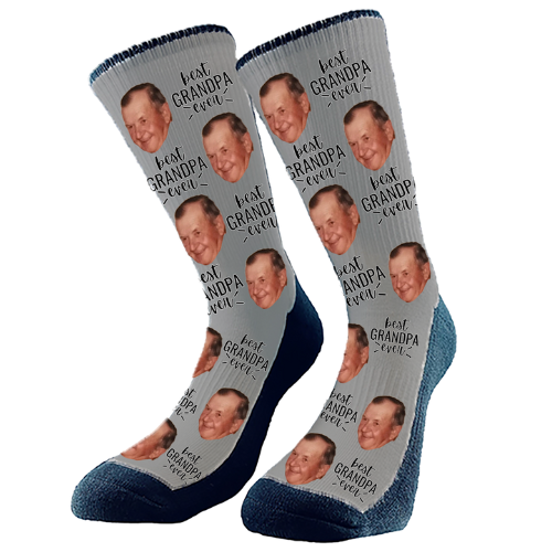 Personalized Grandpa socks with custom face print.