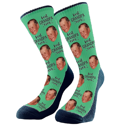 Personalized Grandpa socks with custom face print.