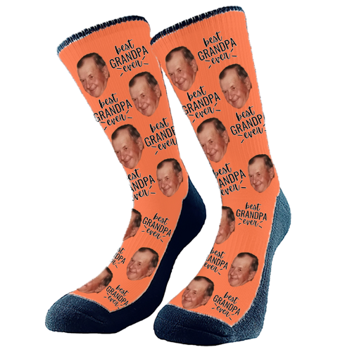 Personalized Grandpa socks with custom face print.