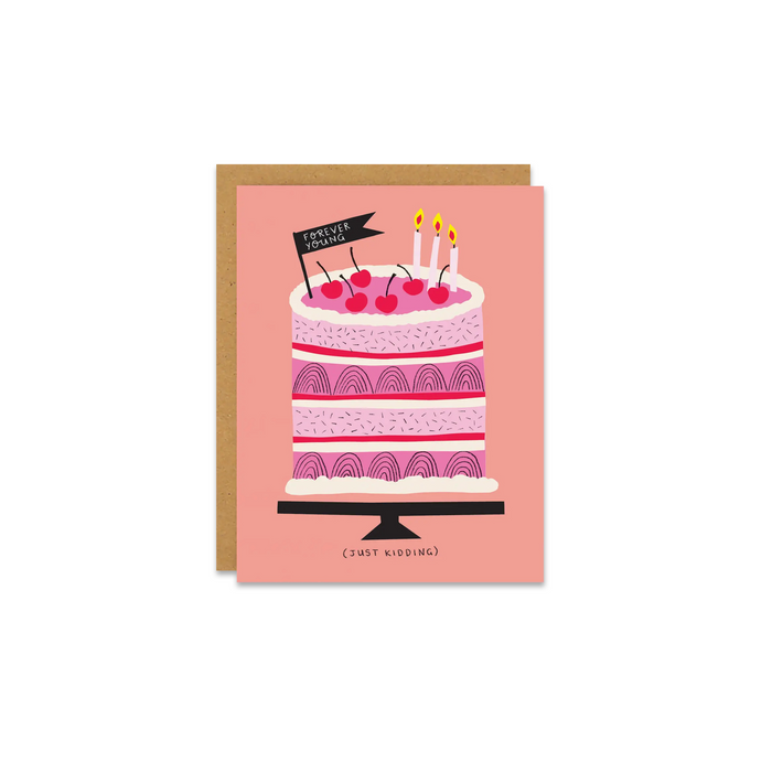 Birthday Cake Forever Young Greeting Card - Made in Canada