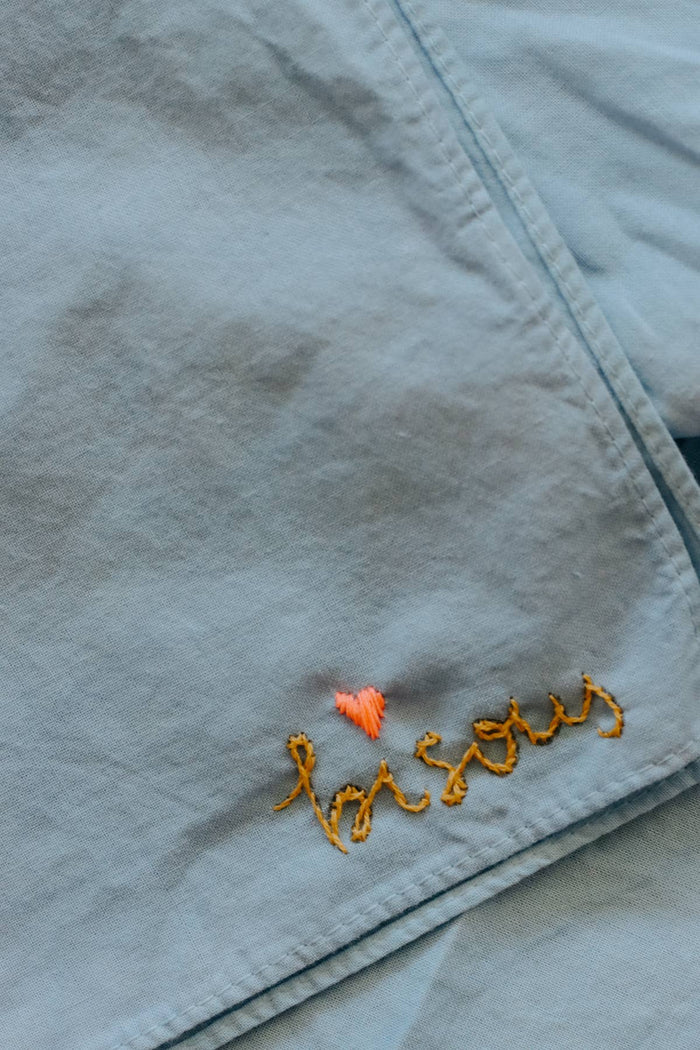 BISOUs Cotton Bandana, Hand Embroidered &  Hand Dyed