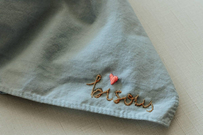 BISOUs Cotton Bandana, Hand Embroidered &  Hand Dyed