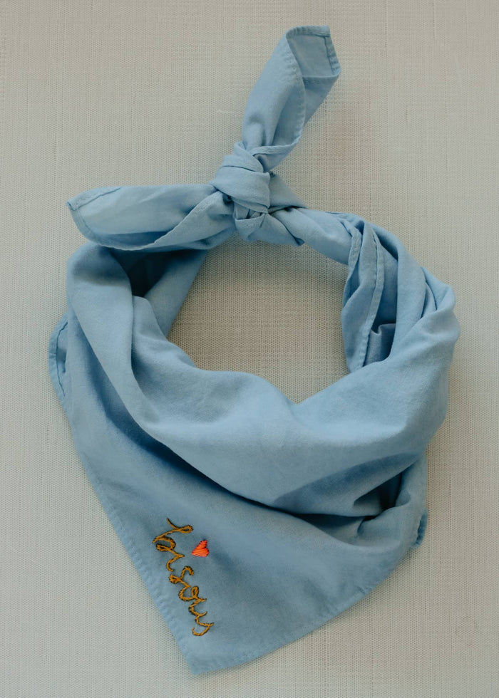 BISOUs Cotton Bandana, Hand Embroidered &  Hand Dyed