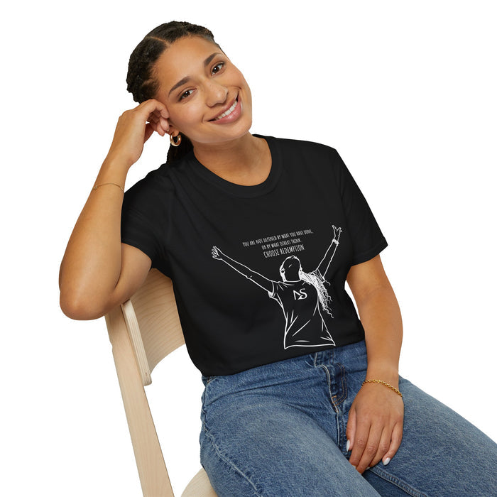Black 'Choose Redemption' Inspirational Woman Illustration Tee (white line art)