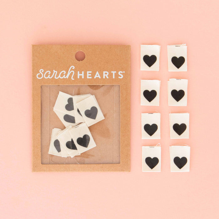 Black Heart Organic Cotton Sewing Labels