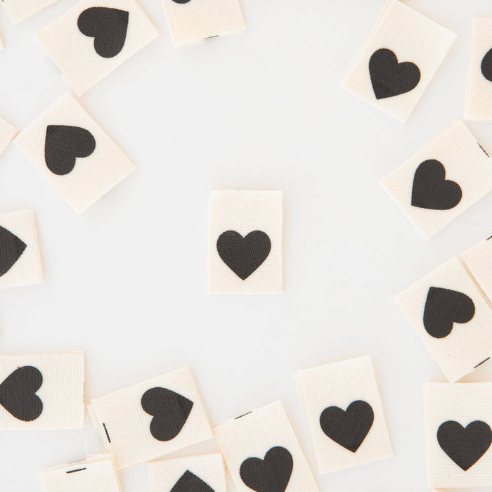 Black Heart Organic Cotton Sewing Labels