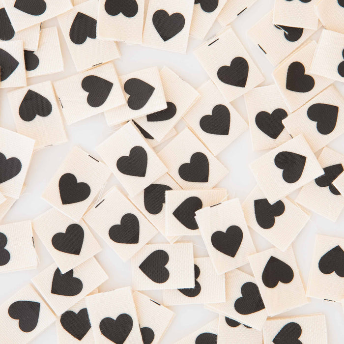 Black Heart Organic Cotton Sewing Labels