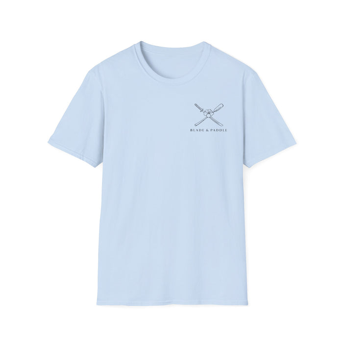Blade & Paddle T-Shirt (Front/Back logos in black lineart)