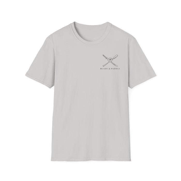Blade & Paddle T-Shirt (Front/Back logos in black lineart)