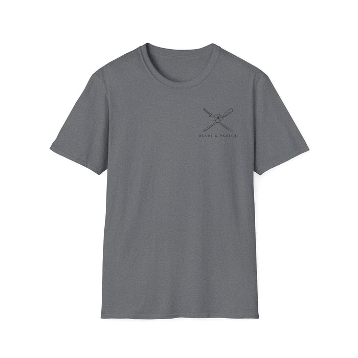 Blade & Paddle T-Shirt (Front/Back logos in black lineart)