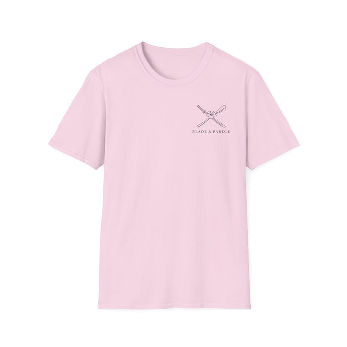Blade & Paddle T-Shirt (Front/Back logos in black lineart)