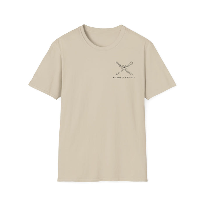 Blade & Paddle T-Shirt (Front/Back logos in black lineart)