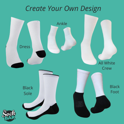 Design your own custom socks. Upload your pictures and we will crop them and add design your socks to your request.