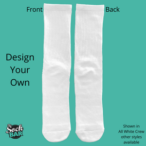Design your own custom socks. Upload your pictures and we will crop them and add design your socks to your request.