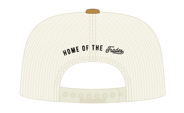 Blue Collar Thrills flat brim snapback cap in heather grey and birch, alternate view
