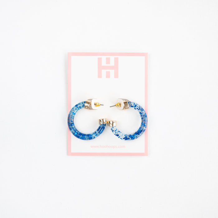 Blue Foil Mini Hoop Earrings
