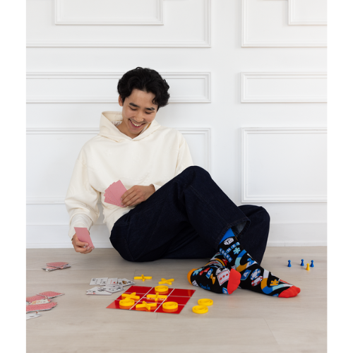 Board Gamer men’s socks – novelty socks featuring board game pieces and playful design