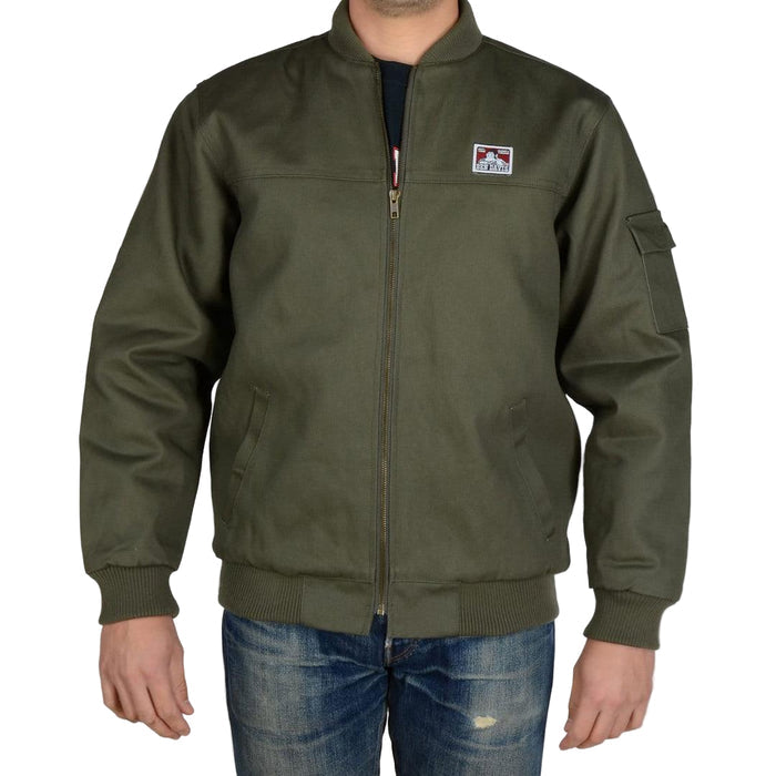 Ben Davis bomber jacket in olive with ribbed collar and cuffs and full zip front
