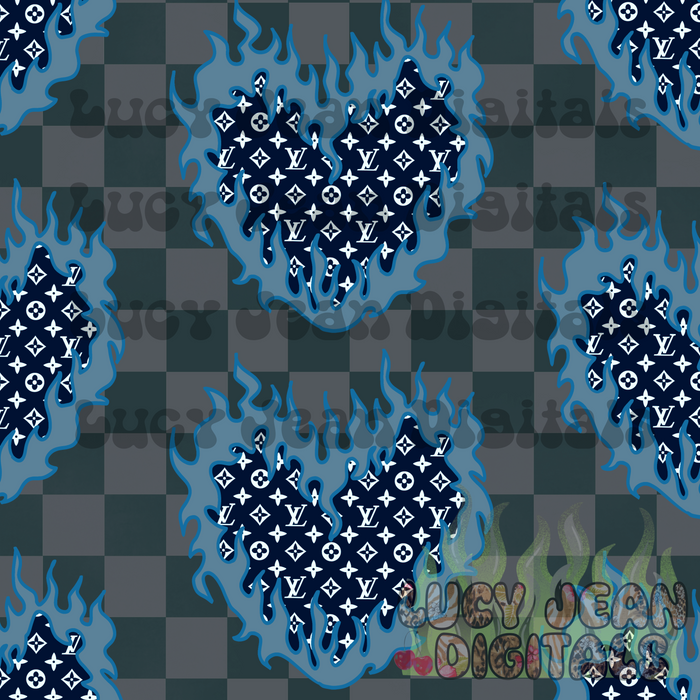 Boujee navy Flame Checkered Seamless File