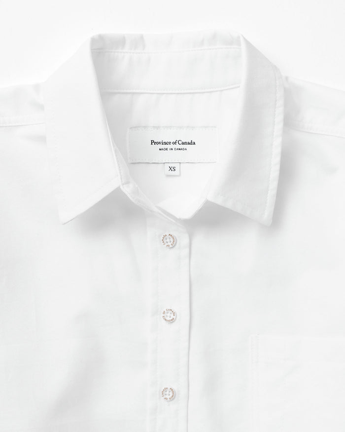 Made in Canada 100% Cotton Boxy Oxford Shirt White - Womens - Province of Canada