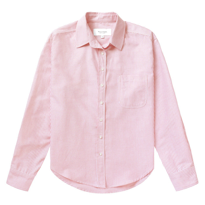 Made in Canada 100% Cotton Boxy Oxford Stripe Shirt Red - Womens - Province of Canada