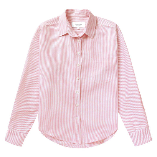 Made in Canada 100% Cotton Boxy Oxford Stripe Shirt Red - Womens - Province of Canada