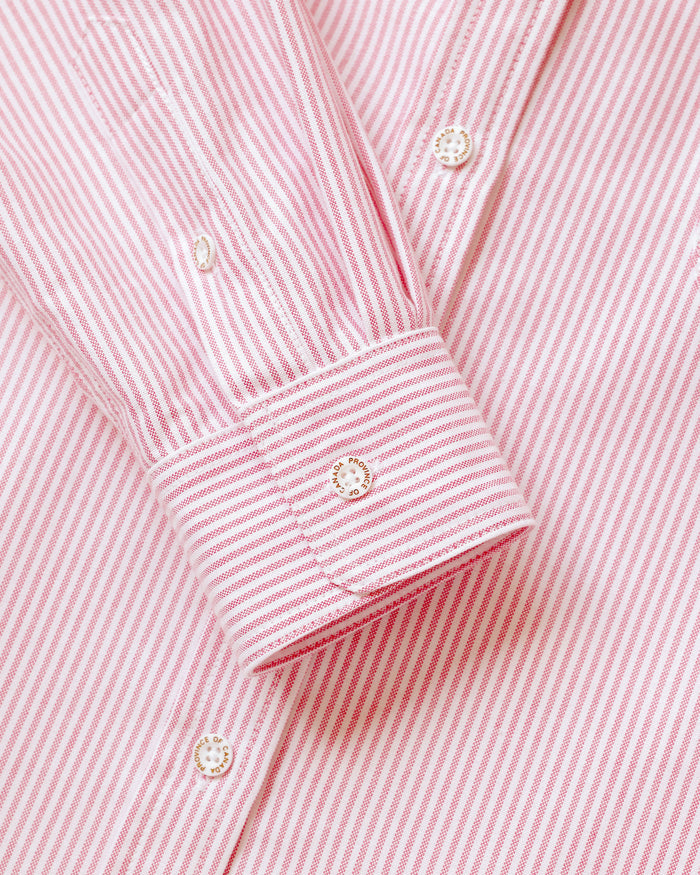 Made in Canada 100% Cotton Boxy Oxford Stripe Shirt Red - Womens - Province of Canada