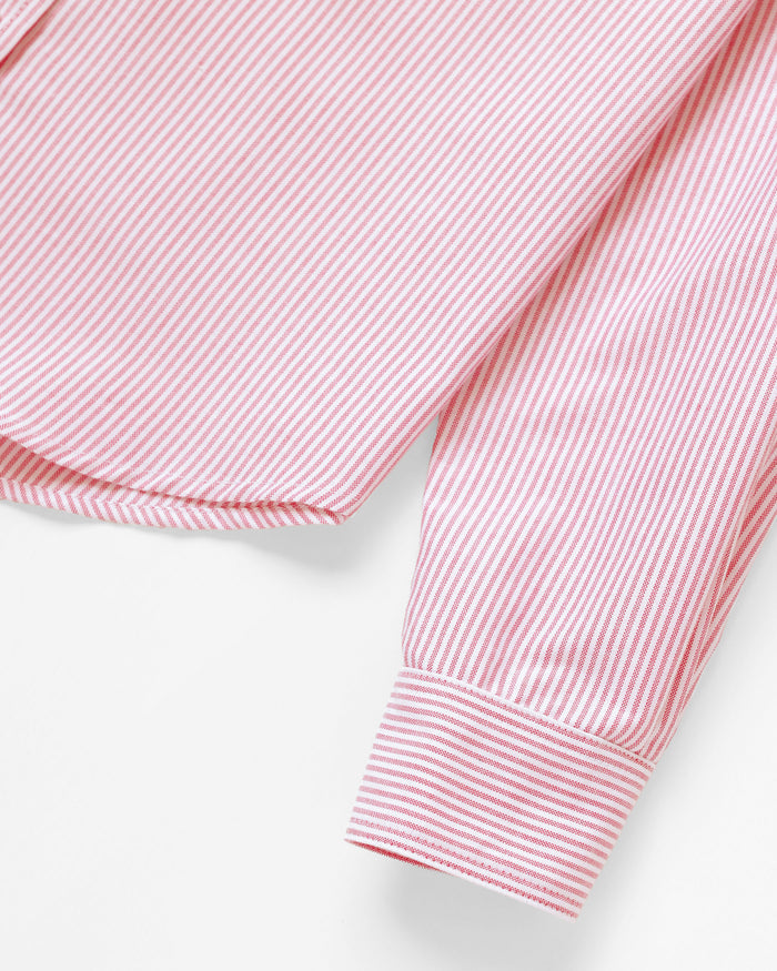 Made in Canada 100% Cotton Boxy Oxford Stripe Shirt Red - Womens - Province of Canada