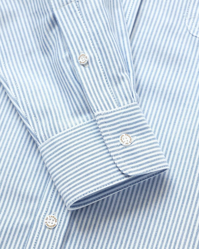 Made in Canada 100% Cotton Boxy Oxford Stripe Shirt Royal - Womens - Province of Canada