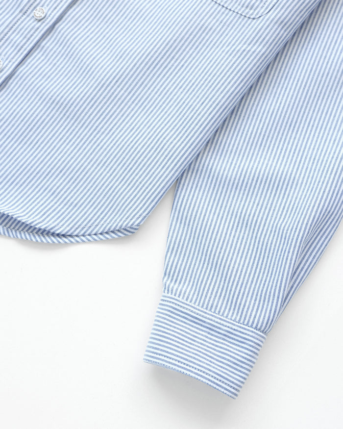 Made in Canada 100% Cotton Boxy Oxford Stripe Shirt Royal - Womens - Province of Canada