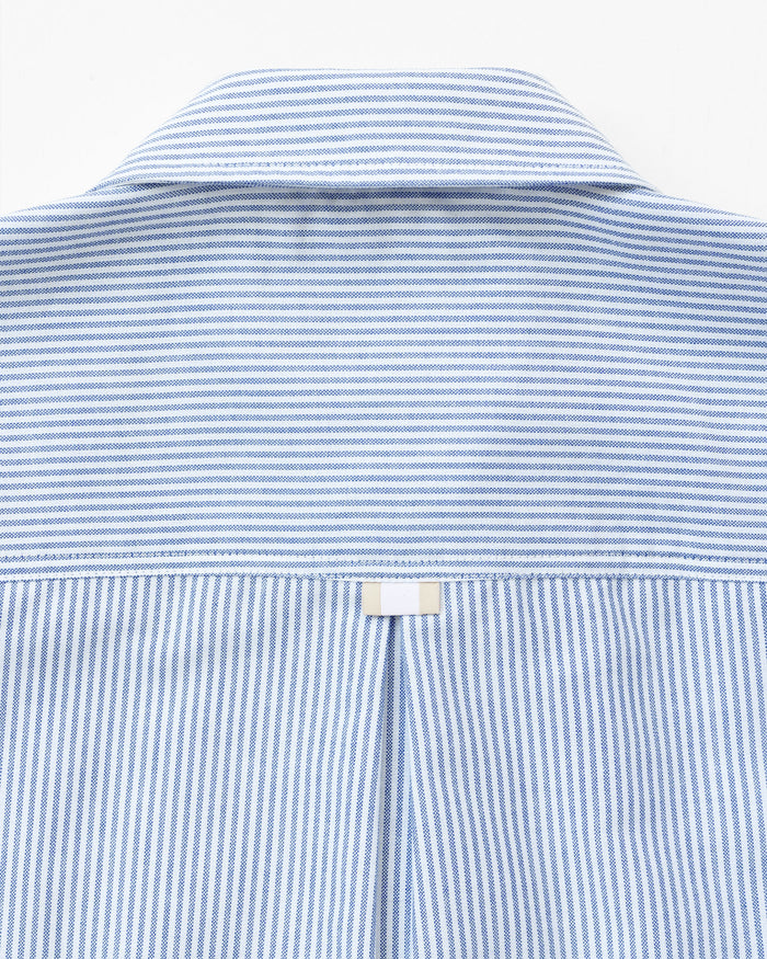 Made in Canada 100% Cotton Boxy Oxford Stripe Shirt Royal - Womens - Province of Canada