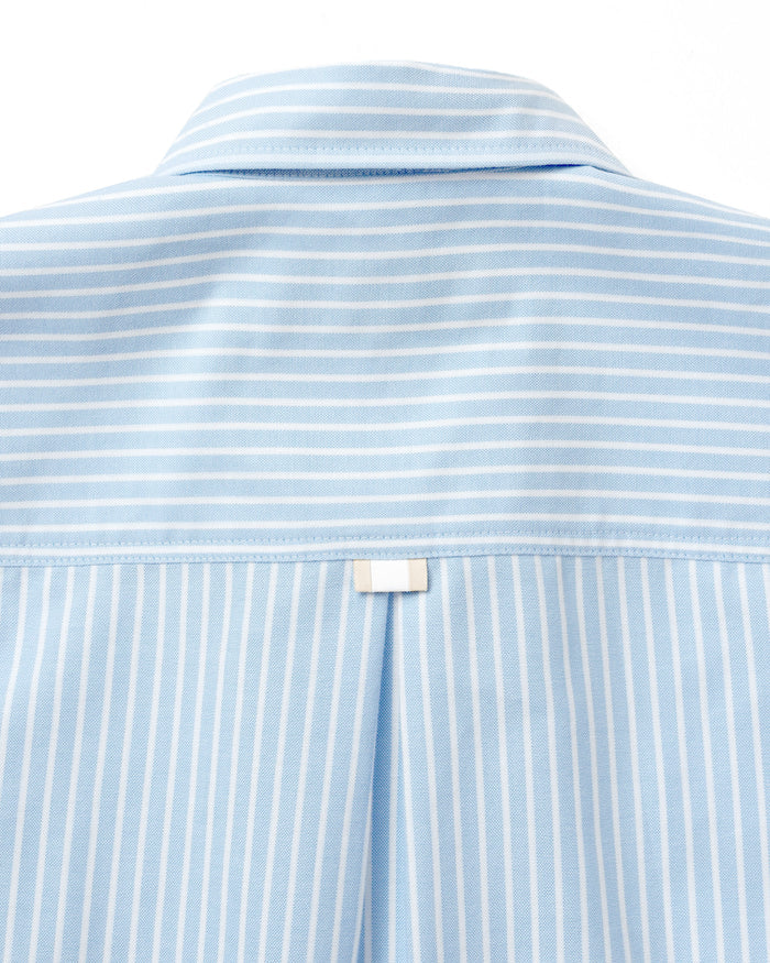 Made in Canada 100% Cotton Boxy Oxford Wide Stripe Shirt Blue - Womens - Province of Canada