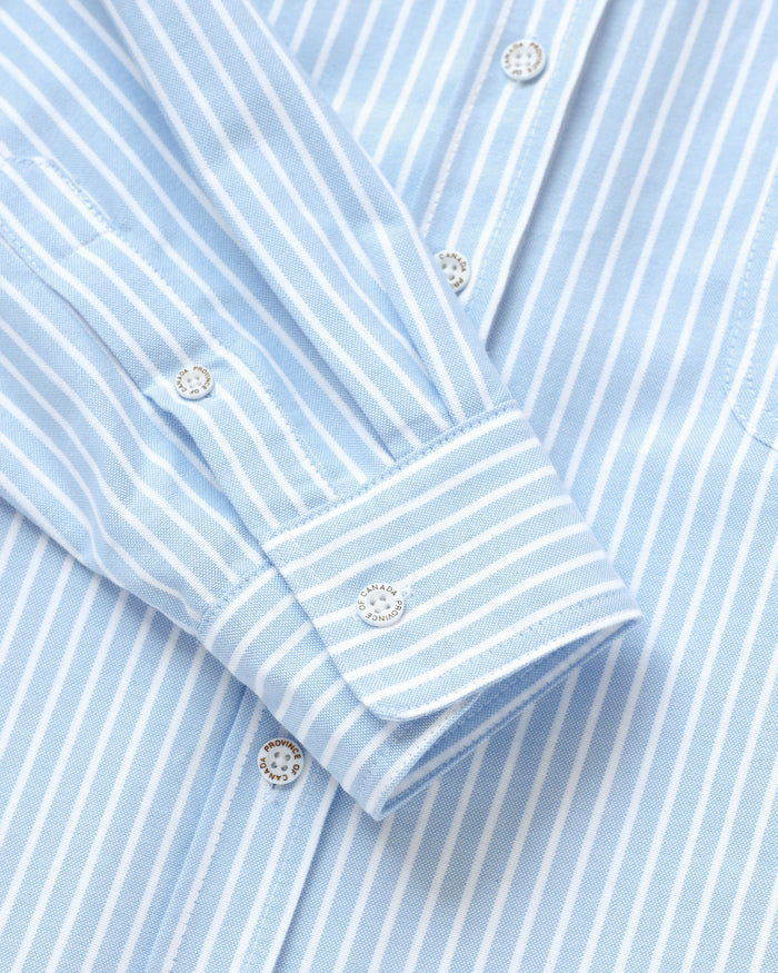 Made in Canada 100% Cotton Boxy Oxford Wide Stripe Shirt Blue - Womens - Province of Canada