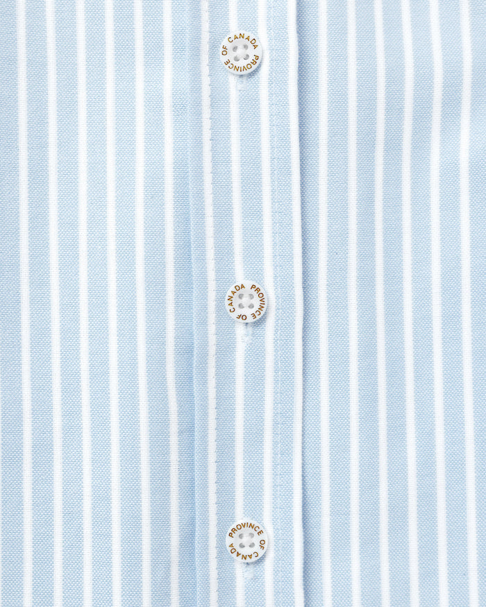 Made in Canada 100% Cotton Boxy Oxford Wide Stripe Shirt Blue - Womens - Province of Canada