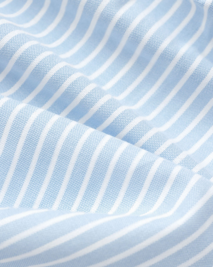 Made in Canada 100% Cotton Boxy Oxford Wide Stripe Shirt Blue - Womens - Province of Canada