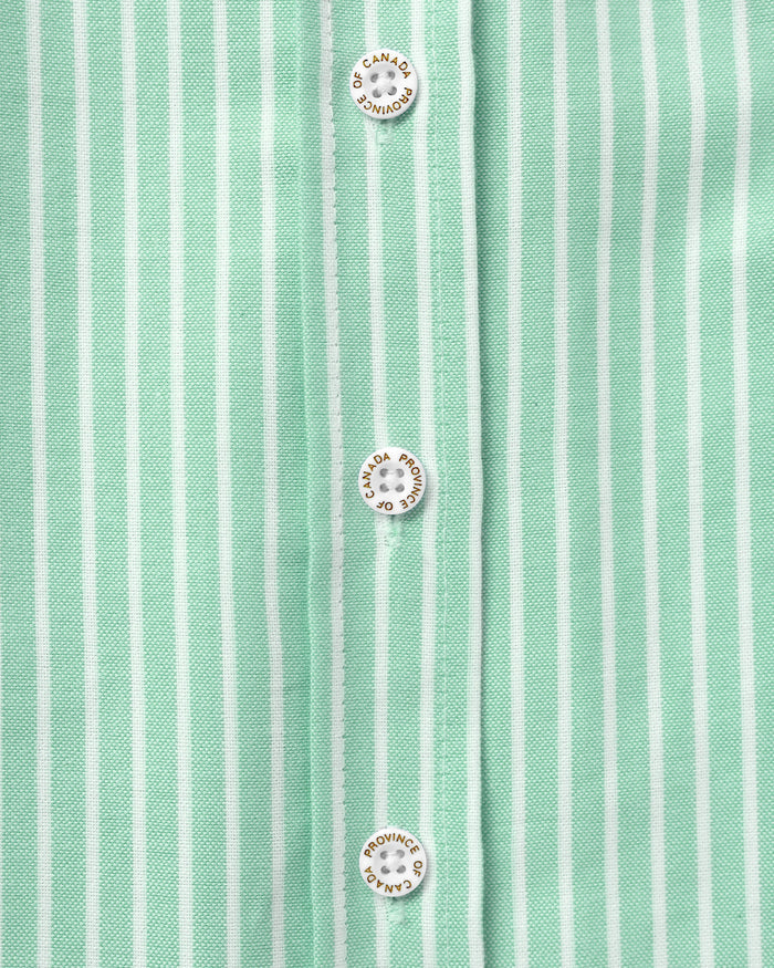 Made in Canada 100% Cotton Boxy Oxford Wide Stripe Shirt Green - Womens - Province of Canada