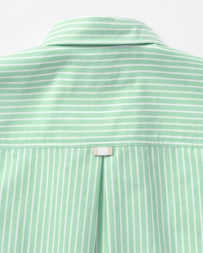 Made in Canada 100% Cotton Boxy Oxford Wide Stripe Shirt Green - Womens - Province of Canada