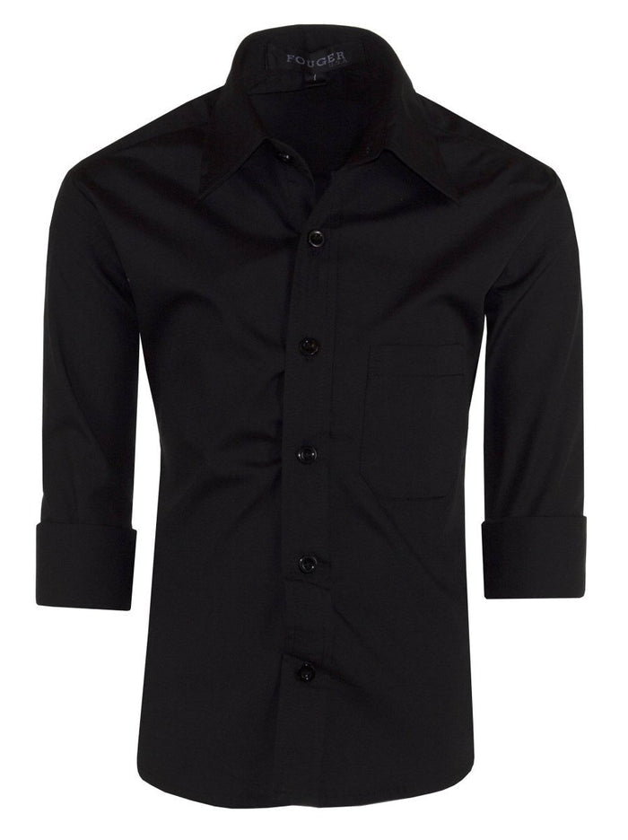 Boys Slim Fit Long Sleeve Dress Shirt – Button - Front, Chest Pocket, Adjustable Cuffs, Available in 10 Colors, Sizes 2 - 18 - Tuxgear
