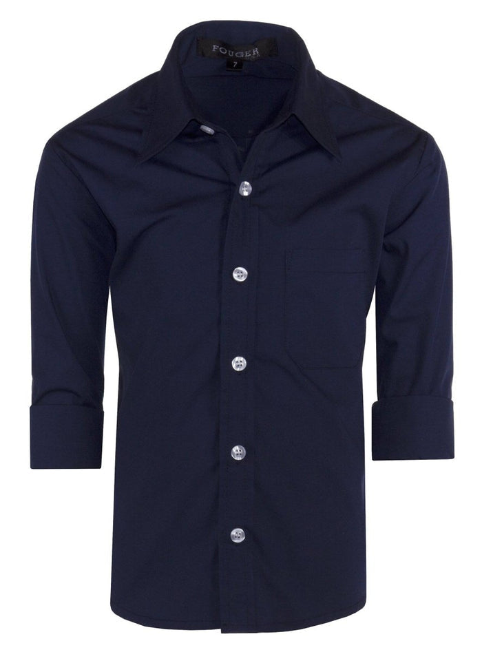 Boys Slim Fit Long Sleeve Dress Shirt – Button - Front, Chest Pocket, Adjustable Cuffs, Available in 10 Colors, Sizes 2 - 18 - Tuxgear