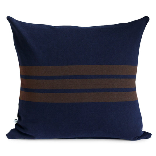 Made in Canada 100% Cotton Brackley Cushion Cover Navy and Brown - Province of Canada